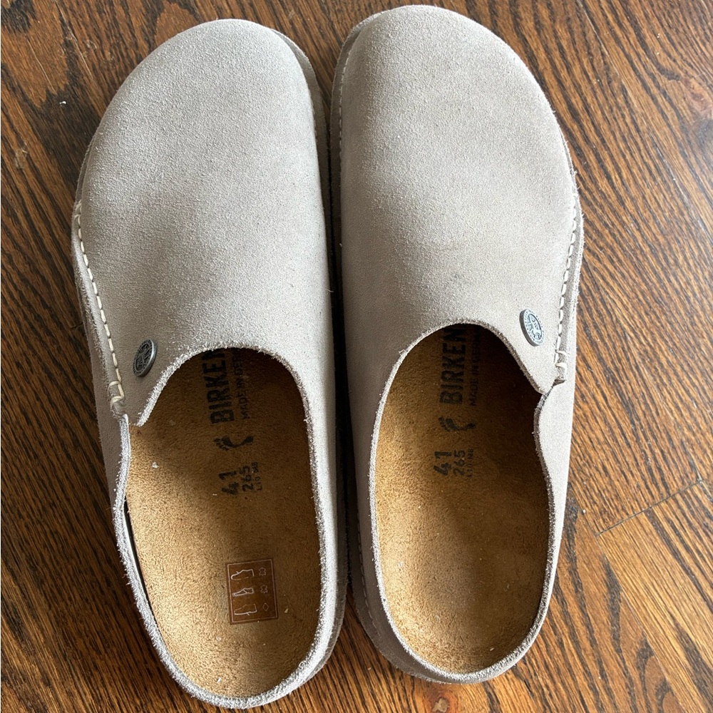 Birkenstock Taupe Suede Slip-On Mule Clogs - Picture 4 of 7